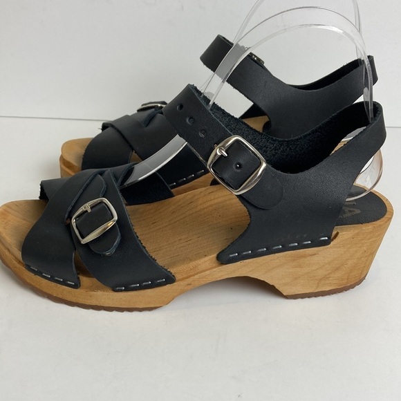 Free People Mia Presley Clogs in Black Leather 39 Hippie Scandi Girl Granola - Picture 5 of 15